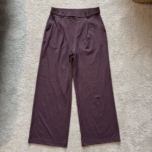 Halara High Waisted Pocket Straight Leg Work Pants Dusky Evening Purple Medium R